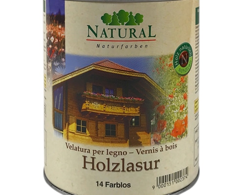 0,75 l Gebinde Natural Holzlasur Natural Holzlasur Farblos – ungiftiger Holzschutz für Kindermöbel und Gartenholz