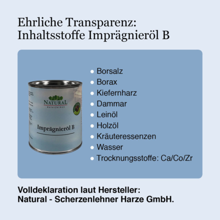 Imprägnieroel B-Inhaltsstoffe-Natural-Naturfarben