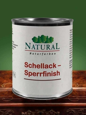 Produktbild der Dose Natural Schellack-Sperrfinish – hochwertige Holzversiegelung auf natürlicher Basis.