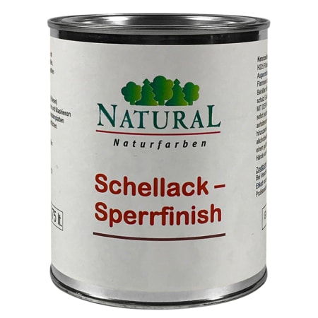 Produktbild der Dose Natural Schellack-Sperrfinish – hochwertige Holzversiegelung auf natürlicher Basis.