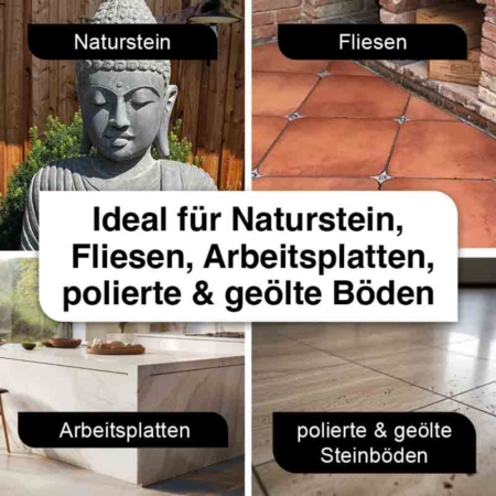 Ideal für Naturstein, Fliesen, Arbeitsplatten, polierte & geölte Böden