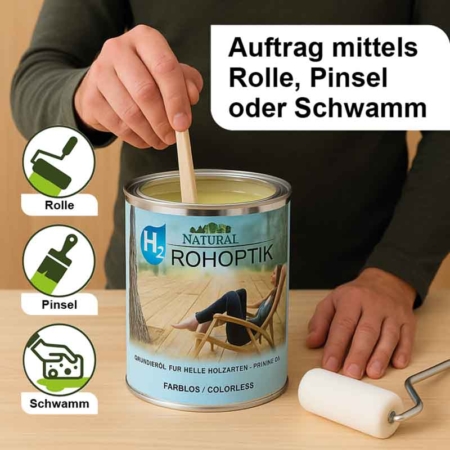 Auftrag mittels Rolle, Pinsel oder Schwamm