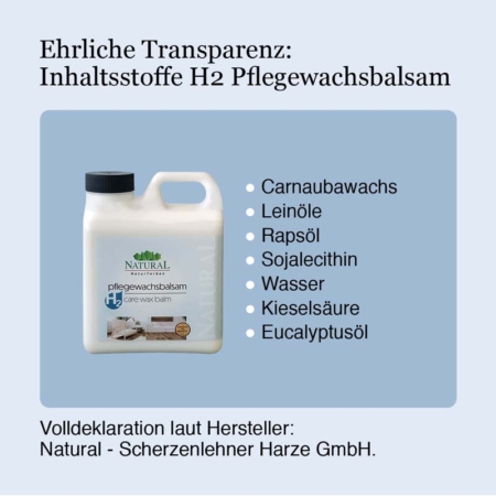 H2 Pflegewachsbalsam Natural Naturfarben H2-Pflegewachsbalsam-Inhaltsstoffe-Natural-Naturfarben
