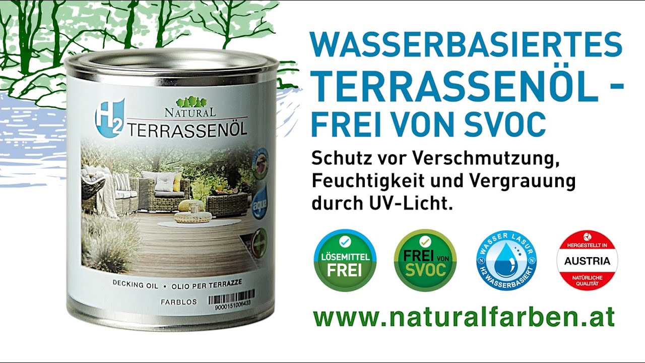Video: Wasserbasiertes Terrassenöl von Natural Natural Naturfarben natural h2 terrassenoel loesemit - Natural Naturfarben