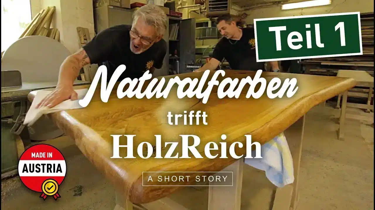 Video: Holz-Tischplatte ölen mit Natural Möbel-Hartöl Natural Naturfarben Startbild Video: Holz-Tischplatte ölen mit Natural Möbel-Hartöl