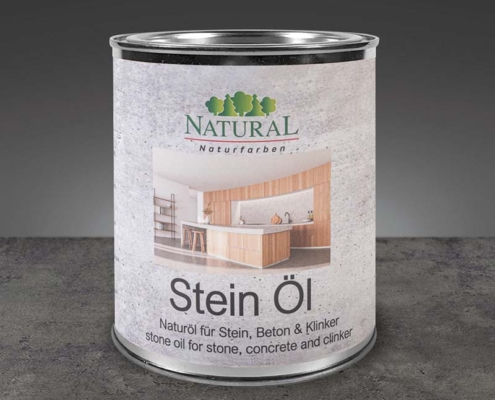 Steinoel-natural Steinöl von Natural Naturfarben - Dose steht auf Steinplatte