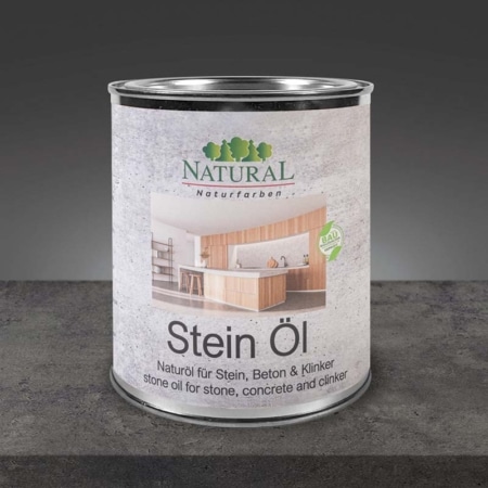Steinöl Natural Naturfarben Steinöl von Natural Naturfarben - Dose steht auf Steinplatte