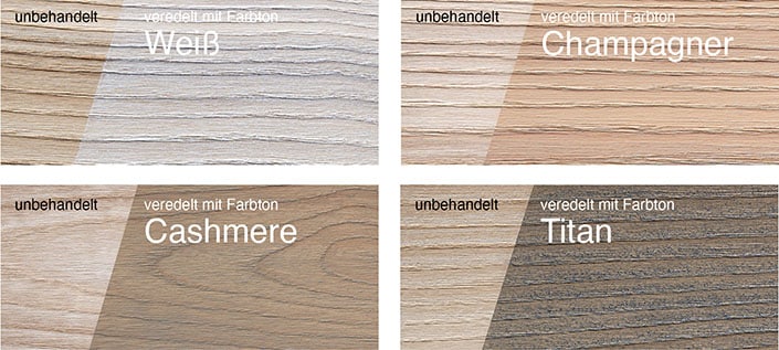 Farbvarianten des Tec Oil Color Premium Farbvarianten Tec Oil Color Premium in weiß, champagner, cashmere, titan