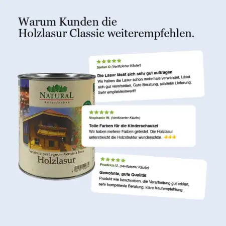 Holzlasur Natural Naturfarben Kundenstimme zur Natural Holzlasur Classic