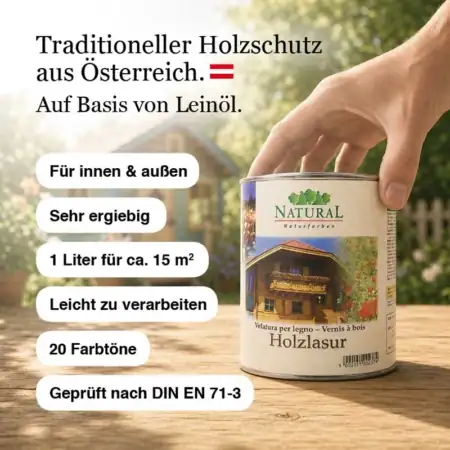 Holzlasur Natural Naturfarben Detailbild zur Natural Holzlasur Classic